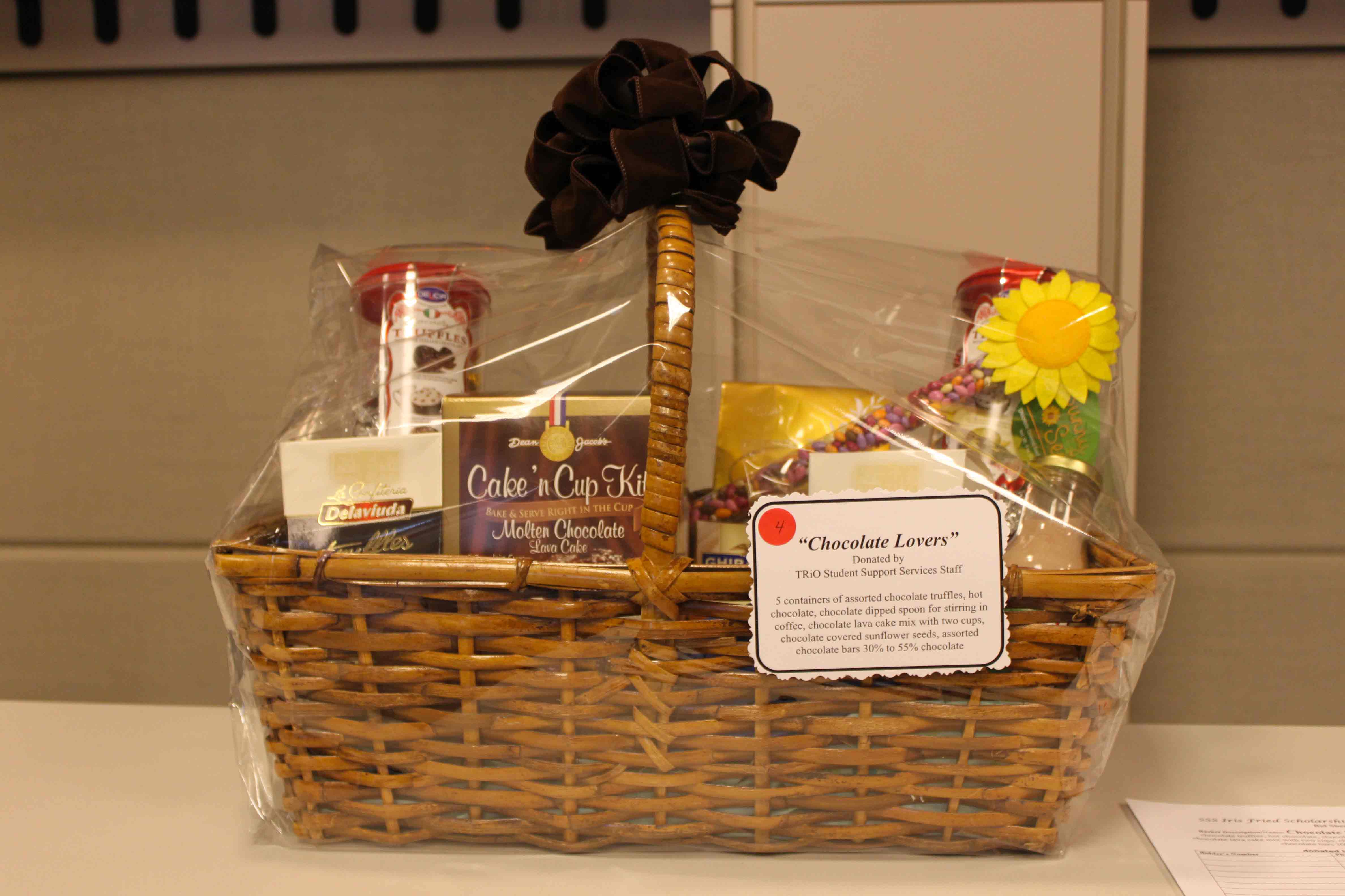 A basket with chocolate