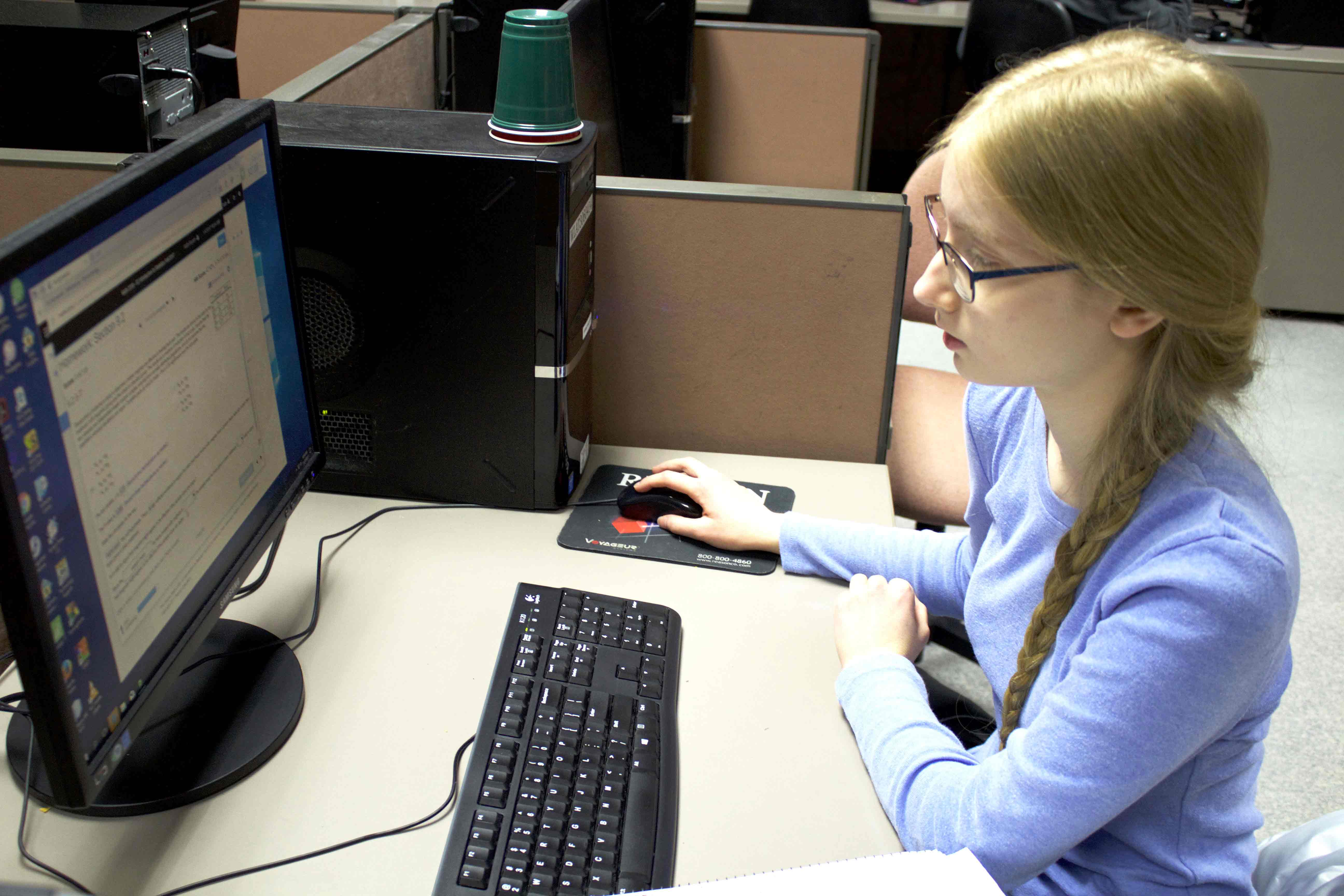 Student at computer