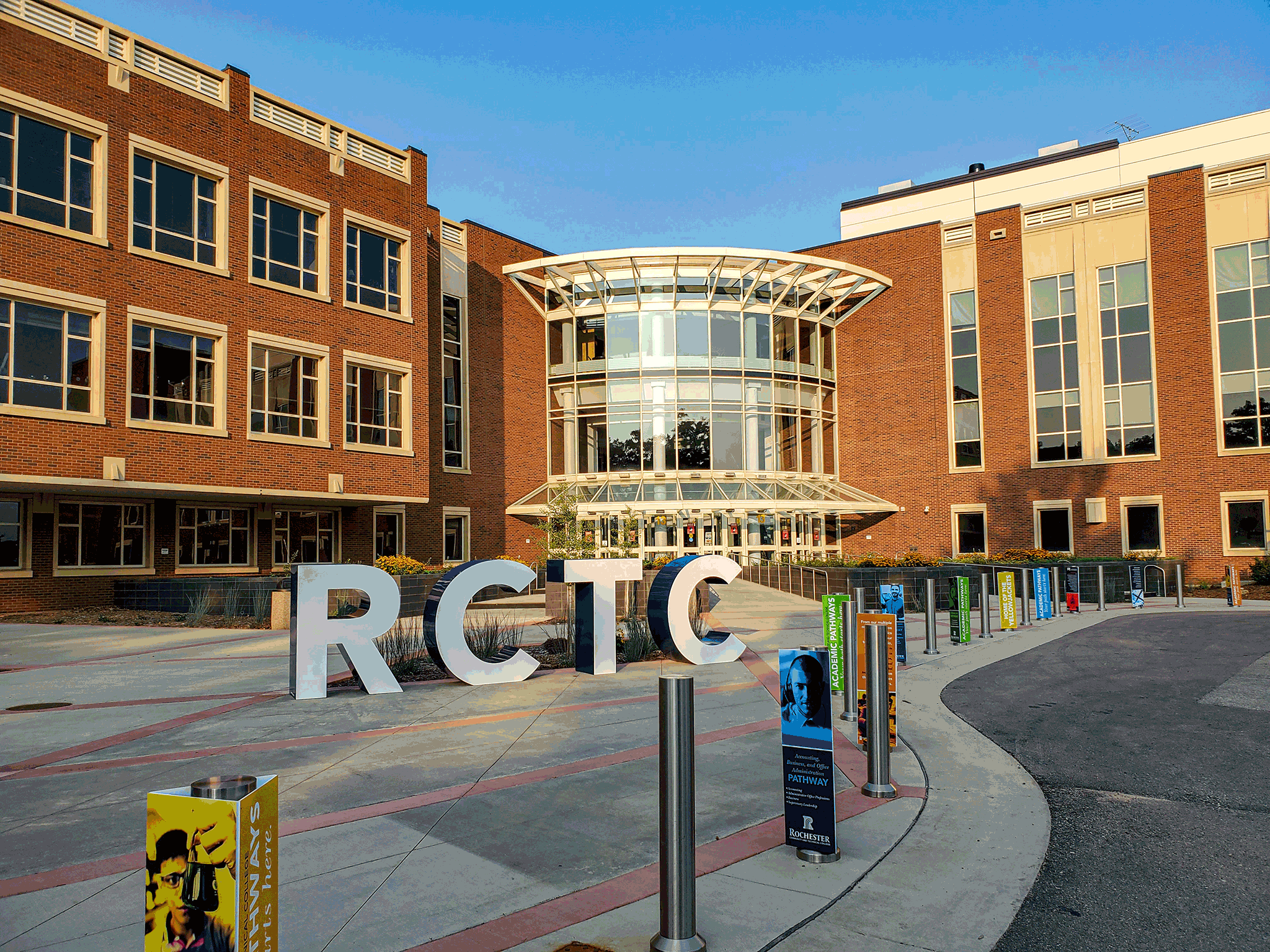 Atrium patio with Large RCTC Letters