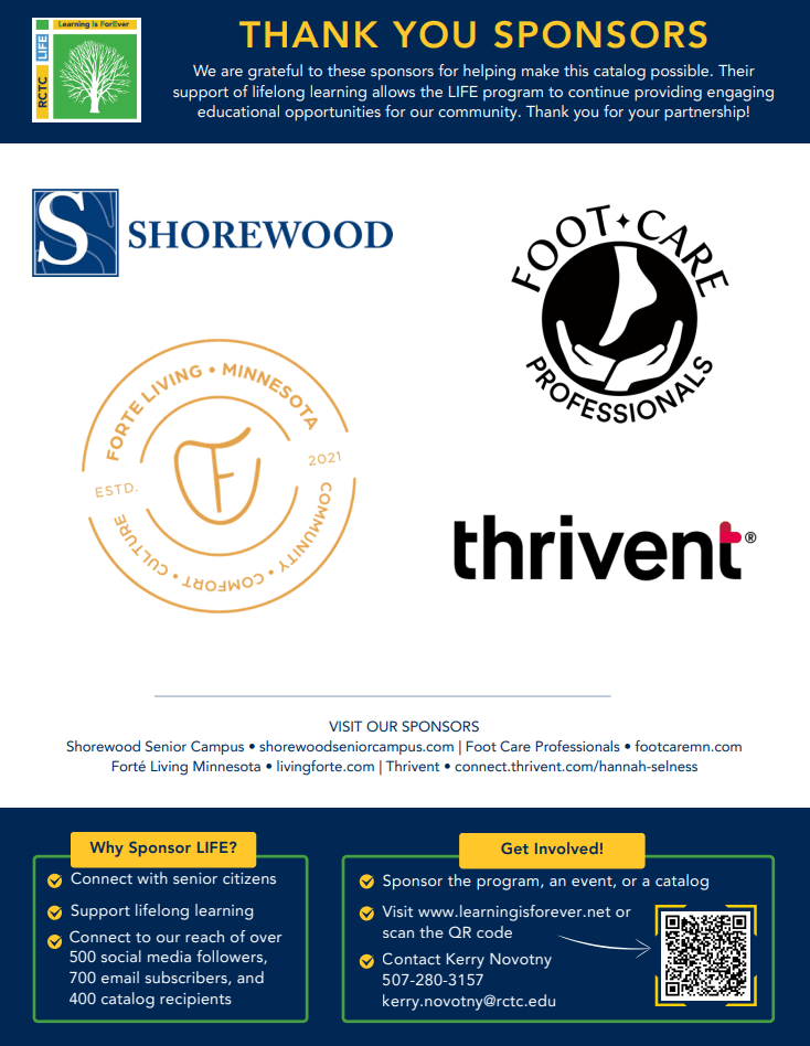 Thank You LIFE Sponsors: Shorewood, Foot Care Professionals, Forte Living Minnesota, Thrivent