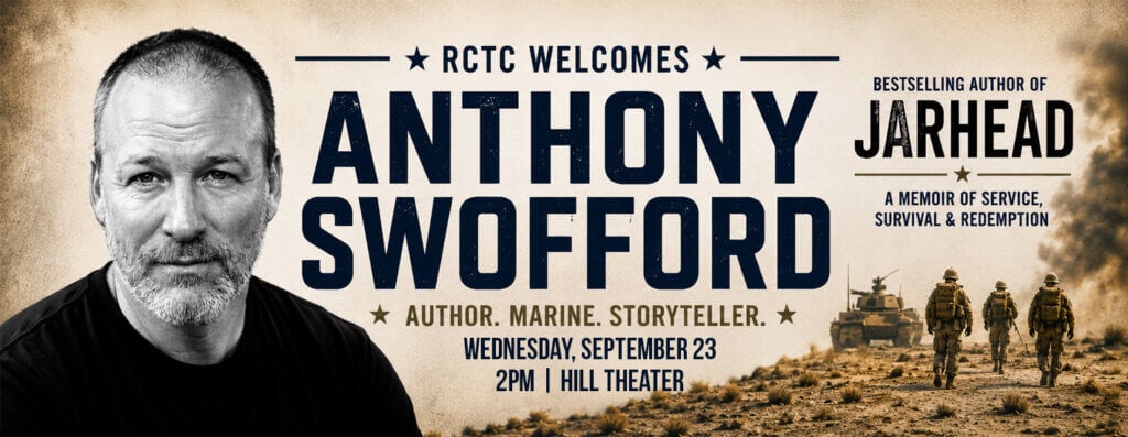 RCTC Welcomes Anthony Swofford on Wednesday, September 23 at 2PM in the Hill Theater