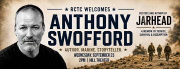 RCTC Welcomes Anthony Swofford on Wednesday, September 23 at 2PM in the Hill Theater